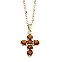 PalmBeach Goldtone Round Simulated Birthstone Cross Pendant Necklace (15.5mm) with 18 inch Chain Month 11