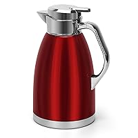 61oz Thermal Coffee Carafe Insulated Carafe Stainless Steel Vacuum Thermos Coffee Dispenser Coffee Carafes for Keeping Hot, Coffee, Tea, Hot Water, Hot Beverage Dispenser, 12 Hour Heat Retention（Red）