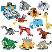 12 Pcs Prefilled Easter Eggs with Toys Dinosaurs Building Blocks, Jungle Animals Building Kit for Boys, Eggs for Easter Egg Fillers, Easter Party Favors, Easter Egg Hunt, Classroom Events