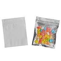 100 Pcs Reclosable 10.2x12.7 cm/4x5inch Clear Colorful Mylar Foil Flat Bag Sample Pouch Heat Sealable Aluminum Foil Bags Food Storage Coffee Candy Foil Grip Seal Wrap (White)