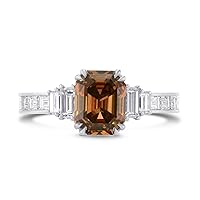 Leibish & co 2.19Cts Orange Diamond Engagement Side Stone Ring Set in Platinum Platinum GIA Birthday Real Engagement Gift For Her Wedding Anniversary Natural Loose Stone