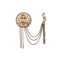 Buddha Brooch, Antique Gold Buddha Brooch, Ancient Brooch, Brass Brooch, Metal Buddha Brooch, Vintage Gold Buddha Brooch Gift For Him