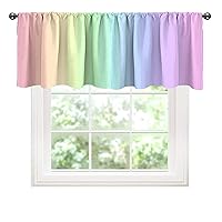 Rainbow Kitchen Curtains, Cute Pastel Colorful Rainbow Spectrum Strip Seamless Pattern, Treatment Decor Rod Pocket Valances, 1 Panel 50x18In, Multicolor01, (W50In x L18In, K127 x H46cm)