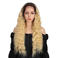 13X4 Lace Frontal Wig Cosplay Wigs For Black Women Ombre Blonde Wigs Long Wavy Heat Synthetic Wig