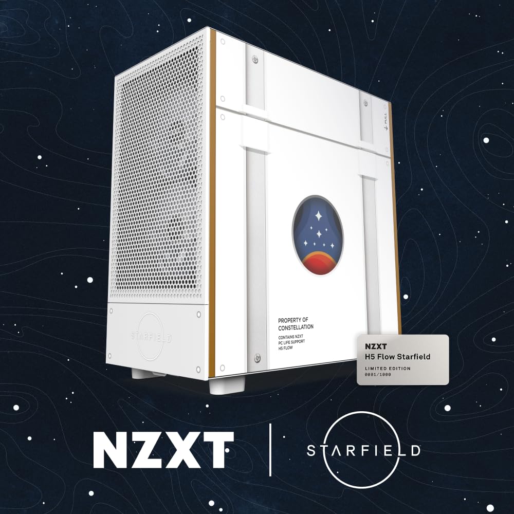 NZXT H5 Flow Starfield | Compact ATX Mid-Tower PC Gaming Case | High Airflow Perforated Front Panel | Tempered Glass Side Panel | Cable Management | 2 x 120mm Fans Included | 280mm Radiator Support