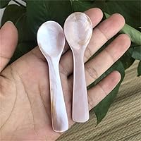 2 Pack Caviar Spoons Mother of Pearl MOP Caviar Spoon W Round Handle, 4.72inch, Coffee Color