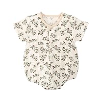 Newborn Baby Boy Girl Floral Short Sleeve Romper Infant Onesie Bodysuit Jumpsuit Outfits Baby T Shirts 12 Months
