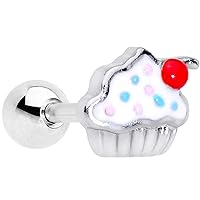 Body Candy 16G Womens 316L Steel Sprinkle Cherry Cupcake Cartilage Earring Helix Tragus Jewelry 1/4