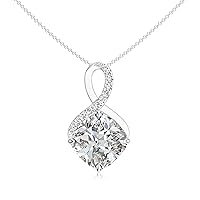 Natural Diamond Infinity Cushion Pendant Necklace with Diamond for Women in Sterling Silver / 14K Solid Gold/Platinum