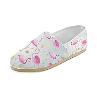 Unisex Shoes Pink Flamingos and Yllow Leaves Casual Canvas Loafers for Bia Kids Girl Or Men
