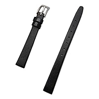 10mm Black, Flat, Elegant Calfskin Leather Watchband | Smooth Genuine Leather Replacement Watchstrap that brings New Life to Any Watch (Womens Standard Length)