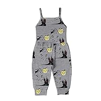 Girls Romper Size 6 Toddler Baby Girl Halloween Prints Jumpsuit Sleeveless Romper Off Shoulder (Grey, 12-24 Months)