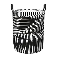 Black & White Stripe Waterproof Oxford Fabric Laundry Hamper,Dirty Clothes Storage Basket For Bedroom,Bathroom