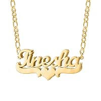 Double Layer Heart Nameplate Necklace 18K Gold Plated Custom Letter Name Necklaces Personalized double plated necklace with Heart Stainless Steel Pendant for Women Teen Girls Jewelry Gift
