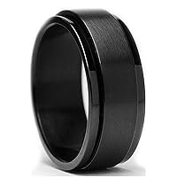 Metal Masters Co. Men's 8MM Black Stainless Steel Spinner Ring Band Anxiety
