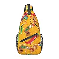 Cactus Hat And Chili Pepper Sling Bag Crossbody Backpack Sling Backpack Shoulder Bag For Women Men Cycling Hiking Travel