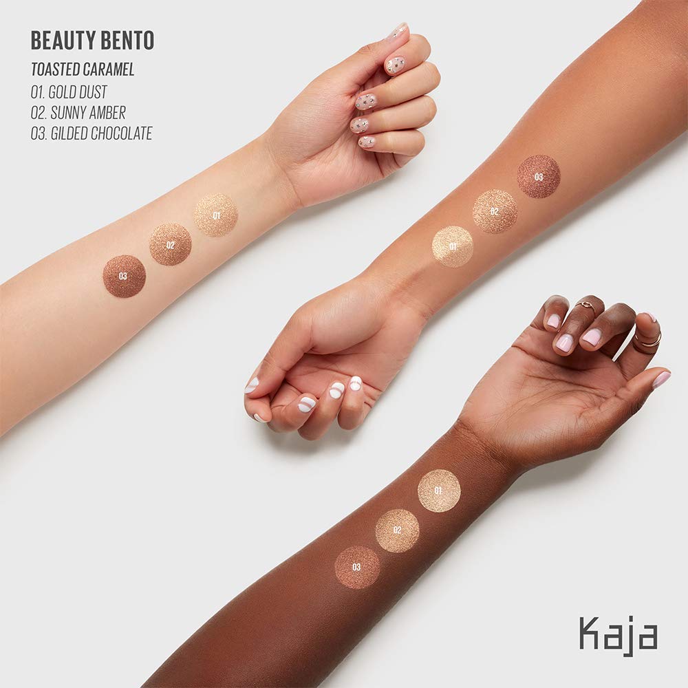KAJA Eye Bento Collection - Bouncy Eyeshadow Trio | Gilded Bronze Tones, Travel Size, 03 Toasted Caramel, 2019 Allure Best of Beauty Award, 0.03 Oz