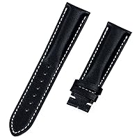 Genuine Real Cow Leather Watch Band Watchband for Breitling Strap for NAVITIMER World Avenger Superocean Belt 22mm Pin Buckle (Color : Black Flat Strap, Size : Silver Buckle)