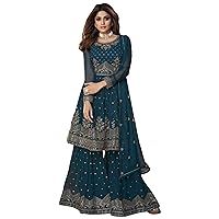 indian/Pakistani Dresses for Women Ready to Wear Palazzo Style Embroidered Salwar Kameez Suit for women (Choice 1, US XXL 14 (Chest-46 Waist-42))