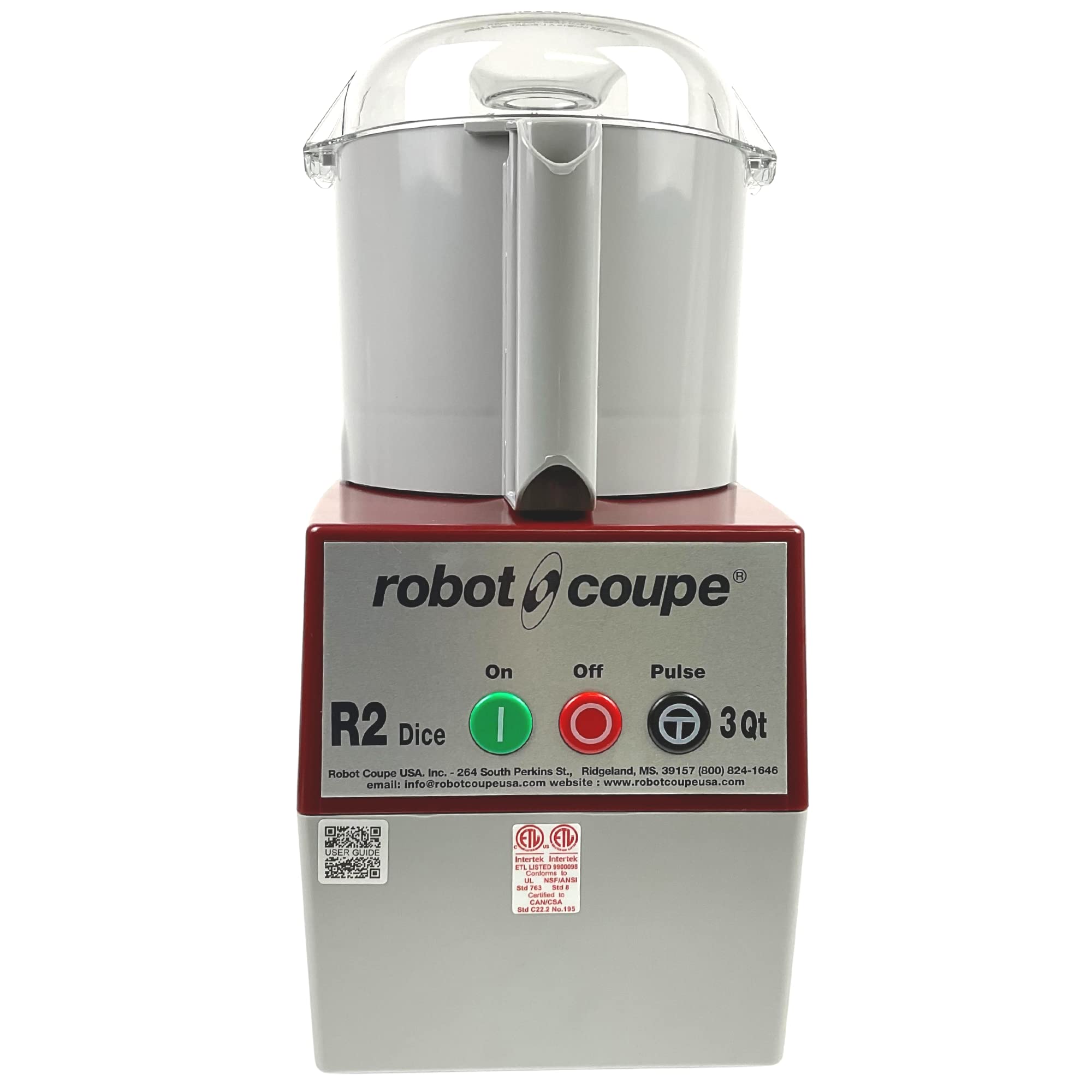 Robot Coupe R2 Dice Continuous Feed Combination Food Processor Dicer with 3-Quart Polycarbonate Bowl, Gray, 120-Volts & 101866 Discharge Plate