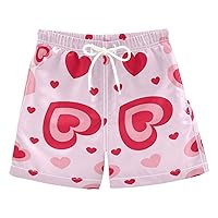 Valentine's Day Pink Heart Boys Swim Trunks Swim Board Shorts Bathing Suit Beach Vacation