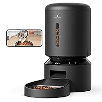 Automatic Cat Feeder with Camera, 1080P HD Video with Night Vision, 5G WiFi Pet Feeder with 2-Way Audio, Low Food & Blockage Sensor, Motion & Sound Alerts for Cat & Dog Single Tray