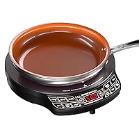 Flex Precision Induction Cooktop, 10.25” Shatter-Proof Ceramic Glass, 6.5” Heating Coil, 45 Temps from 100°F to 500°F, 3 Wattage Settings 600, 900 & 1300 Watts, 9” Duralon Ceramic Pan Included