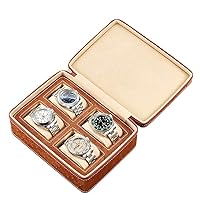 4 Slots Leather Watch Box Bracelet Necklace Storage Organizer With Zipper Classic Multi-functional Bracelet Display Case (Color : A)