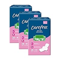 Carefree Ultra Thin Pads, Super/Long Pads With Wings, 28ct (Pack of 3)