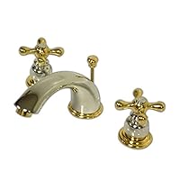 Kingston Brass KB974X Victorian Widespread Lavatory Faucet with Cross Handle, Polished Chrome and Polished Brass