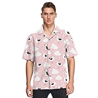 Seagulls Puffin Cloud Mens Button Down Shirt Men Casual Short Sleeve Hawaiian Shirts Aloha Shirt S