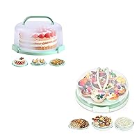 Ohuhu Cake Carrier with Lid and Handle, BPA-Free Cake Containers Cake Holder for 10 inch Cake Cheesecake Container, Pie Cake Carrier BPA-Free up to 10'' Cake - Cupcake Container with Lid and 2 H