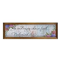 Rustic Wooden Wall Sign Decor with Quotes Nehemiah 8：10 12989 Go And Enjoy Choice Food. Nehemiah 8：10 white-C-6 Inspirational Hanging Art 15x50cm Modern Farmhouse Gift