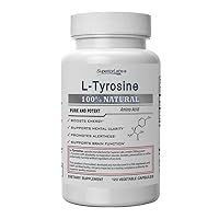 Superior Labs – Pure Natural L-Tyrosine NonGMO – 500 mg, 120 Vegetable Capsules – Supports Mental Clarity – Promotes Alertness – Boosts Energy – Dietary Supplement for Calming and Relaxation