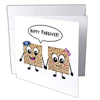 3dRose Happy Passover - Smiley Matzah cartoon - Happy Smiling Matzot for Pesach - Jewish Holiday- Greeting Cards, 6 x 6 inches, set of 12 (gc_76636_2)