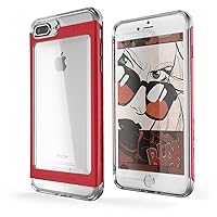 Ghostek Cloak Clear iPhone 7 Plus, iPhone 8 Plus Case with Slim Metal Bumper Design Shockproof Heavy Duty Protection Wireless Charging 2017 iPhone 8 Plus, 2016 iPhone 7 Plus (5.5 Inch) - (Red)
