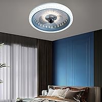 Crystal Fan with Ceiling Light and Remote Control Reversible Silent 6 Speeds Bedroom Led Dimmable Fan Ceiling Light with Timer 80W Modern Living Roomt Ceiling Fan Light/Blue