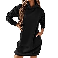 Tea Length Dresses for Women,Ladies Easter Hooded Dress Casual Long Sleeve Loose Sweatshirt Dress with Pockets