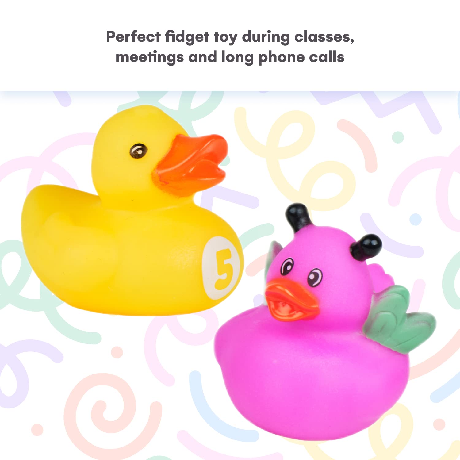 Kicko Assorted Rubber Ducks in Bulk - 50 Pack - 2 Inches - for Kids, Sensory Play, Stress Relief, Stocking Stuffers, Classroom Prizes, Decorations, Supplies, Holidays, Pinata Filler, and Rewards