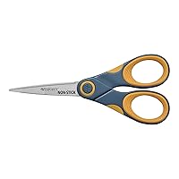 Westcott ‎14881 5-Inch Non-Stick Titanium Scissors For Office and Home, Yellow/Gray