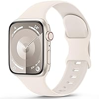 TreasureMax Sport Band Compatible with Apple Watch Bands 38mm 40mm 41mm 42mm 44mm 45mm 49mm,Soft Silicone Strap Compatible for Apple Watch Serie 9 Ultra 8 7 6 5 4 3 2 SE Men Women Starlight 38/40/41MM