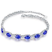 14k White Gold Genuine Tanzanite Diamond Bracelet Engagement Wedding for Women