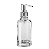 OGGI Round Glass Soap Dispenser - 10oz, Heavy Glass, Rustproof Pump - Ideal Hand Soap Dispenser, Bathroom Soap Dispenser, Kitchen Dish Soap Dispenser, Hand Sanitizer Dispenser, Gray/Chrome