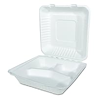 Southern Champion Tray 18940 ChampWare Molded Fiber White 3-Section Clamshell Container, 9