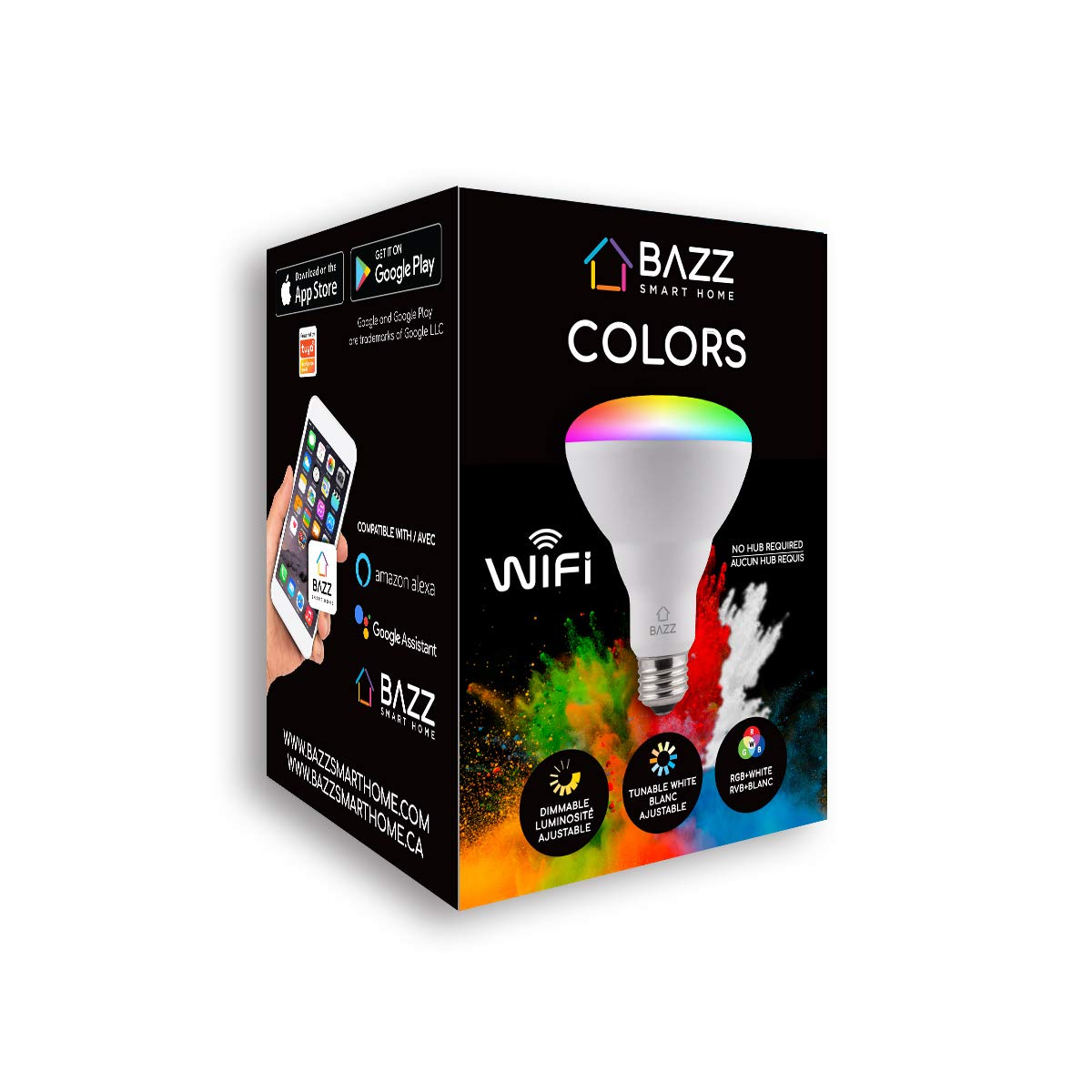 BAZZ Smart Home Wi-Fi RGB 10W LED BR30 Bulb (4-Pack)