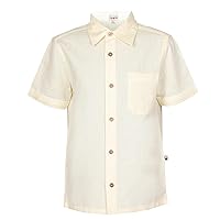Drake Boys/Kids Half Sleeve Button Down Casual Cotton/Linen Shirt Piping on Pocket and Sleeve