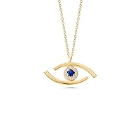 Evil Eye Necklace, 14K Solid Gold Eye Necklace, Dainty initial Evil Eye Pendant, Minimalist 14K Gold Evil Eye Pendant, Birthday Gift