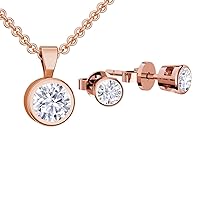 FF07-1 Women's Jewellery Set Rose Gold 925 Real Jewellery Cubic Zirconia Gift Set Women Jewellery Set (Silver 925 Gold-Plated) Necklace and Earrings Necklace Women's Necklace Gift Idea Love Christmas