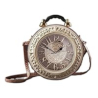 ZAbina Clock Purse Working Clock Handbags For Women Vintage Shoulderbags PU Leather Handbag Retro Shoulder Bag (Color : C, Size : 12 * 5 * 14.5IN)