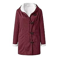 Women's Lapel Sherpa Fleece Loose Lined Denim Jacket Winter Button Down Solid Color Warm Thicken Coat Outerwear Hoodie